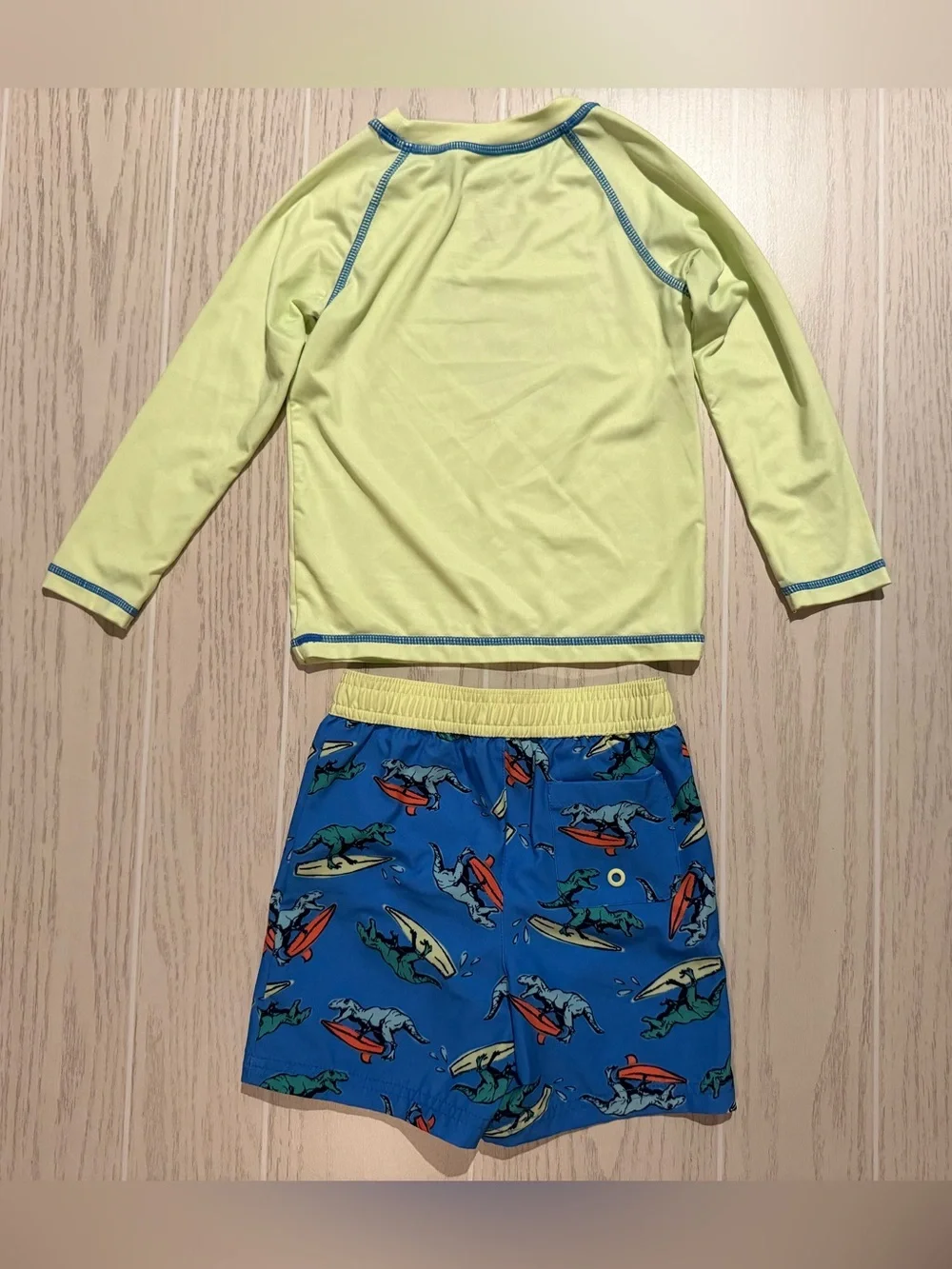 Wonder Nation Toddler Boys 3T Dinosaur Rash Guard Swim Trunks 2 Piece Set